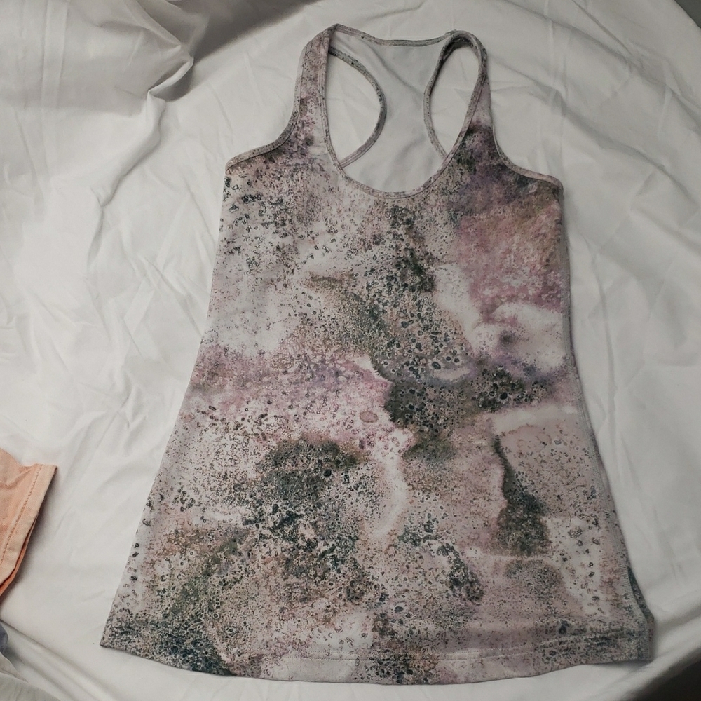Lululemon Athletica Pink and Gray Fitted Tank Top